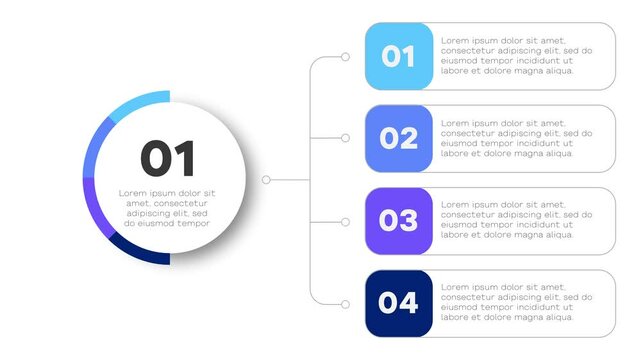 Colorful graphic presentation, animated infographic chart for business and marketing with steps of actions. Bar graph. Modern 2d animation, motion design slides