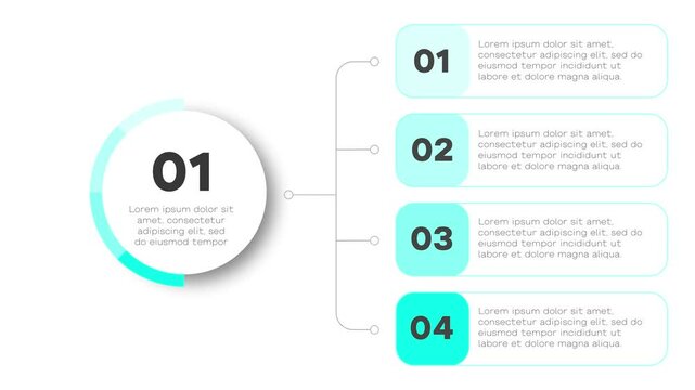 Colorful graphic presentation, animated infographic chart for business and marketing with steps of actions. Bar graph. Modern 2d animation, motion design slides