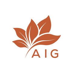 Elegant Botanical Leaf Logo Design with AIG Text . AIG Letter logo .
