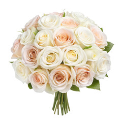 Obraz premium A bouquet of white and blush roses isolated on transparent background
