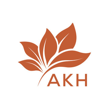 Elegant Botanical Leaf Logo Design with AKH Text . AKH Letter logo .
