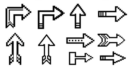 Pixel Art Arrows Set for Website Navigation | Retro Style Digital Arrows for User Interface Design