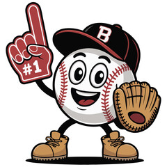 Funny baseball vector illustration, art 