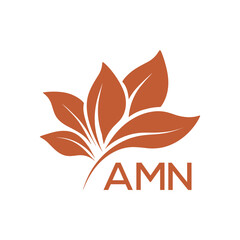 Elegant Botanical Leaf Logo Design with AMN Text . AMN Letter logo .
