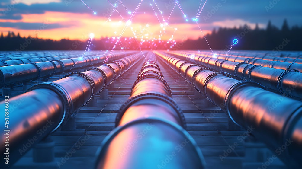 Poster a colorful image of pipes with a purple background. the pipes are in different colors and are arrang