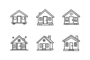tiny house line art vector illustration