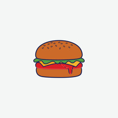 Colorful cartoon hamburger illustration perfect for kids’ designs, menus, t-shirts, and playful branding. High-quality, fun, and eye-catching clipart.