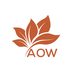 Elegant Botanical Leaf Logo Design with AOW Text . AOW Letter logo .
