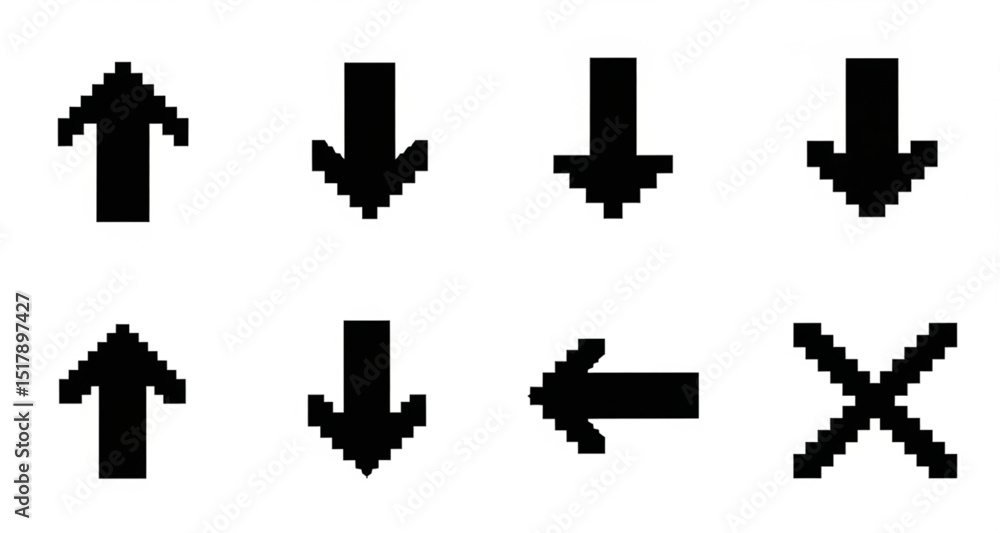 Aufkleber arrows icons in pixel art style | navigation symbols for user interface, app design and data visuali