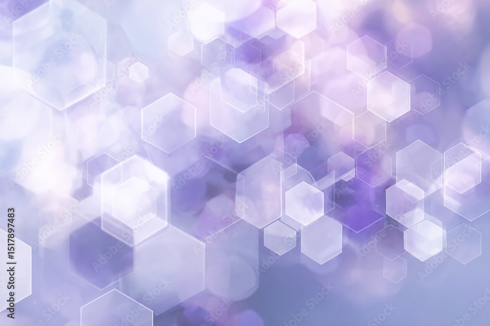 Poster Soft lavender and white hexagonal shapes bokeh background, creating a dreamy, ethereal atmosphere, ideal for website design or presentation