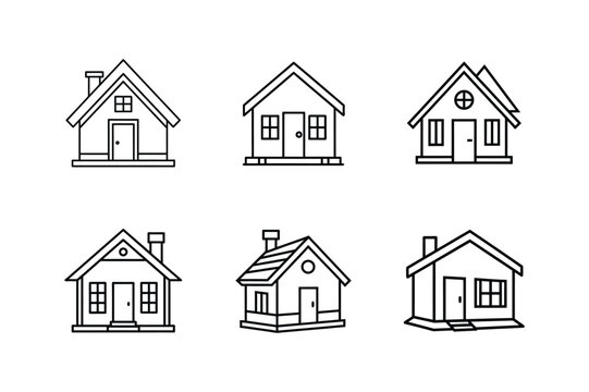 tiny house icon line art vector illustration