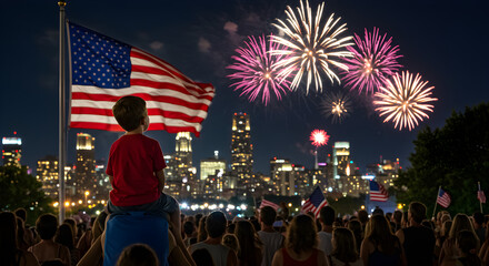 Independence Day fireworks over the city
