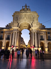 Arco da Rua Augusta at Praça do Comércio square in Lisbon, Portugal at night