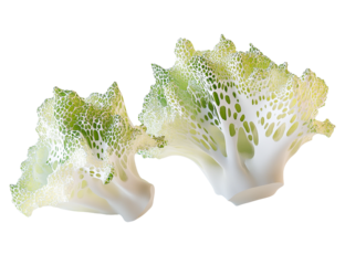 Abstract green and white organic forms isolated on transparent PNG