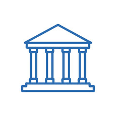 Obraz premium Outline of classical building with columns in minimalist design 