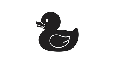 Simple Black Rubber Duck Silhouette on a Clean White Background