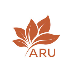 Elegant Botanical Leaf Logo Design with ARU Text . ARU Letter logo .

