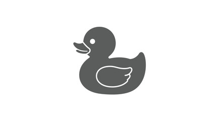 Simple Gray Rubber Duck Illustration on a Clean White Background