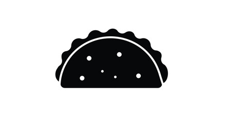 Simple Black and White Taco Icon for Mexican Food Design
