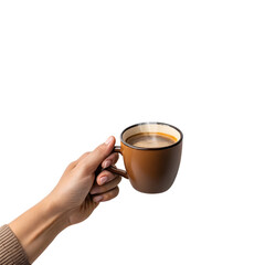 hand holding coffee on transparent background png