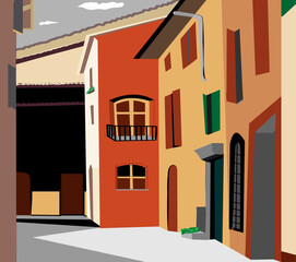 Colorful abstract background,  buildings, beige , brown, red