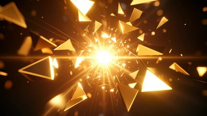 Abstract golden triangles burst animation - Powered by Adobe