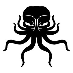 Octopus Alien Monster Horror Alien Grinning Smile Isolated Vector Graphic Design Illustration
