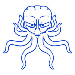 Octopus Alien Monster Horror Alien Grinning Smile Isolated Vector Graphic Design Illustration
