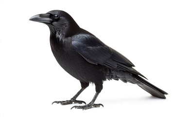 Sleek Black Crow Isolated on White