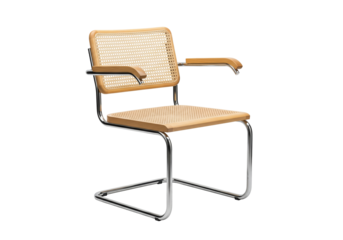 PNG cut out isolated background. Cesca Chair with Cane and Chrome Frame