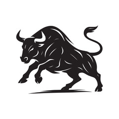 Angry Wild Bull Silhouette Bullhorn Silhouette vector illustration