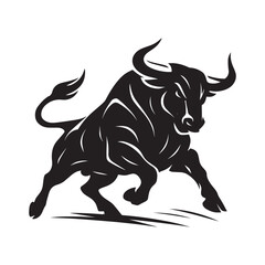 Angry Wild Bull Silhouette Bullhorn Silhouette vector illustration