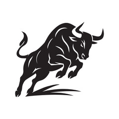 Angry Wild Bull Silhouette Bullhorn Silhouette vector illustration