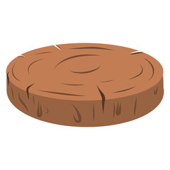 A wooden circle cross section vector illustration, side view log circle 