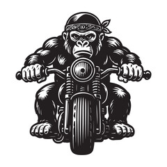 Gangster Gorilla Biker Gorilla with Bandana and Cigar – Biker Character vector illustration
