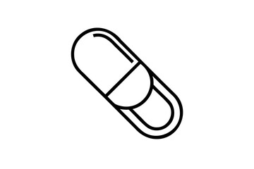Simple line art capsule pill medicine icon graphic
