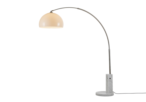 PNG cut out isolated background. Modern Arc Floor Lamp with Marble Base. 