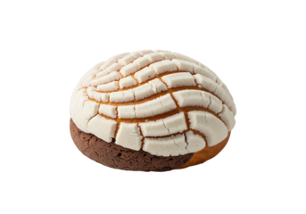 PNG cut out isolated background. A single Mexican pan dulce, known as a concha. 