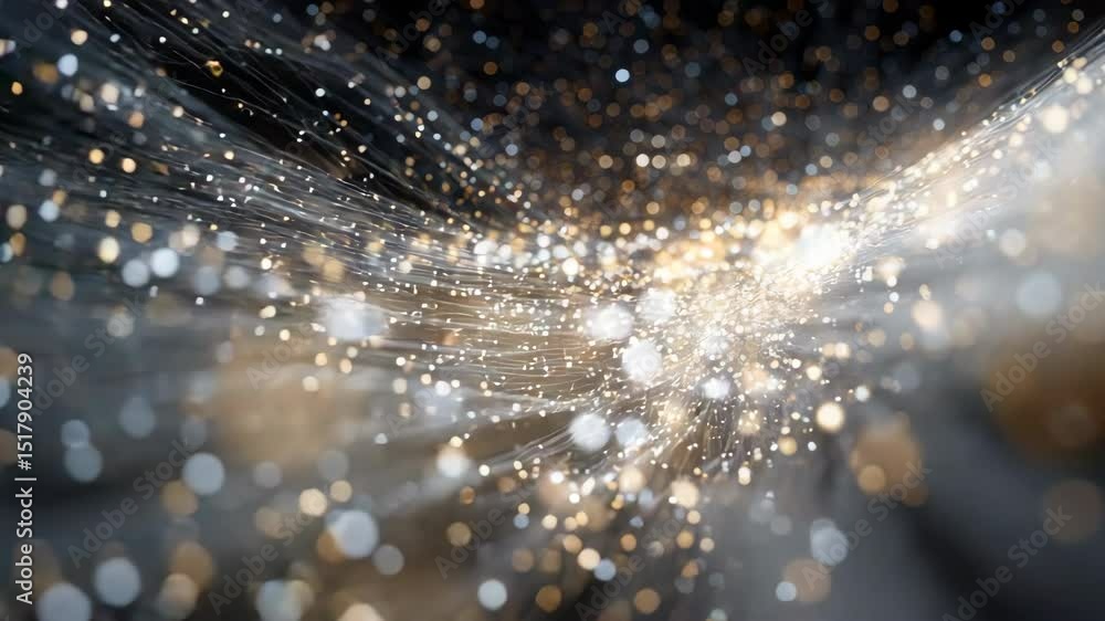 Aufkleber golden particles are flowing smoothly on a black background, creating a mesmerizing and elegant visu