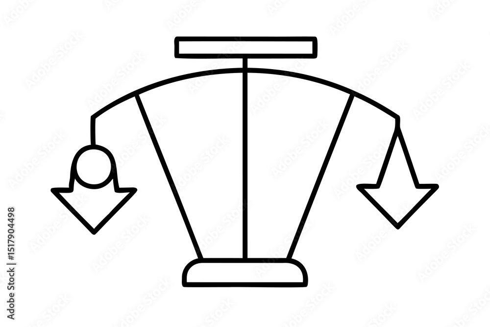 Poster simple line drawing of a balanced scale with downward arrows