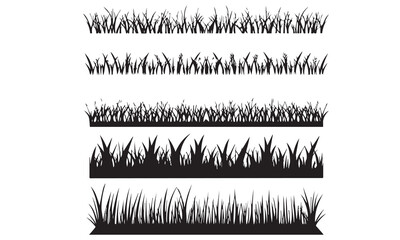 Grass. Collection of grass vector illustrations in flat style. green leaf