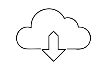 Cloud download icon simple line art design