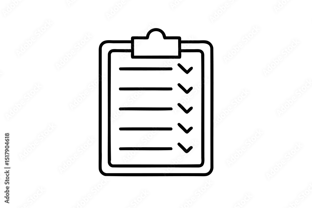 Poster checklist clipboard icon line art simple design task management