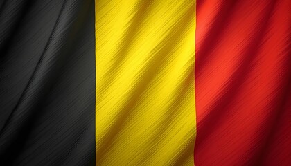 Obraz premium Belgian flag waving in the wind showcasing the unique black, yellow, and red stripes at a celebration in Belgium during daylight hours Generative AI