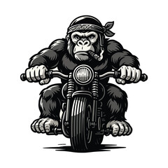 Gangster Gorilla Biker Gorilla with Bandana and Cigar – Biker Character vector illustration