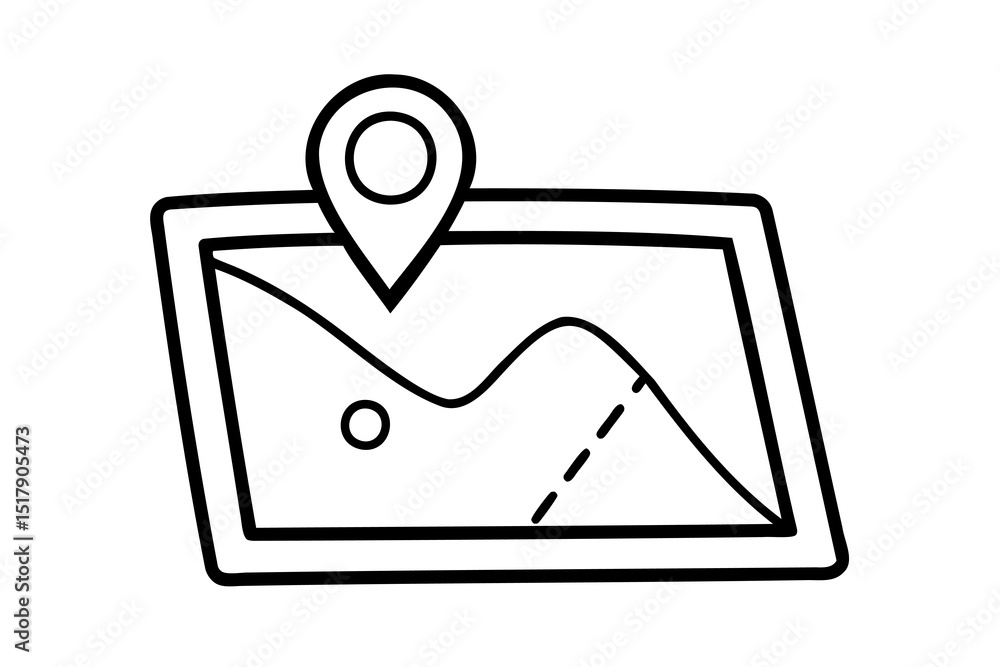 Aufkleber simple line drawing map icon location pin pointer navigation