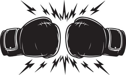 Boxing Gloves Clash Vector Illustration - Silhouette Clipart for Sports Graphics