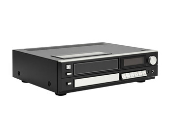 Fototapeta premium PNG cut out isolated background. Vintage Black CD Player with Silver Accents. 