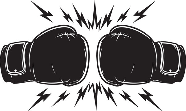 Boxing Gloves Clash Vector Illustration - Silhouette Clipart for Sports Graphics