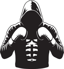 Boxing Silhouette Graphic - Hooded Fighter with Gloves - Vector Clipart for Sports & Fitness Design